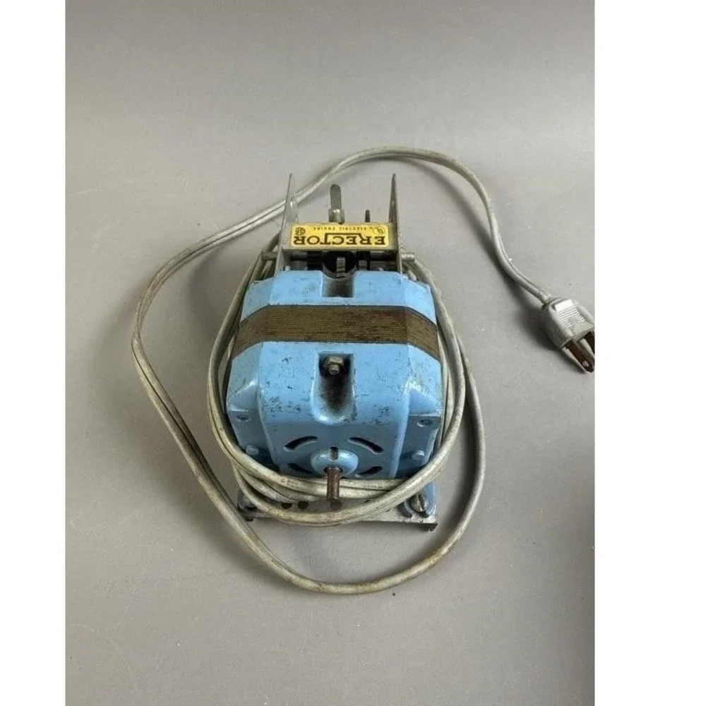 Vintage Gilbert Erector Electric Engine AC Motor Blue Metal Gear Toy Part USA‎